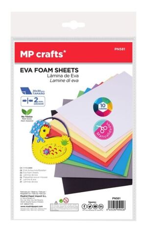 108671 GOMA EVA 20x30 10 COLORES SURTIDOS MP
