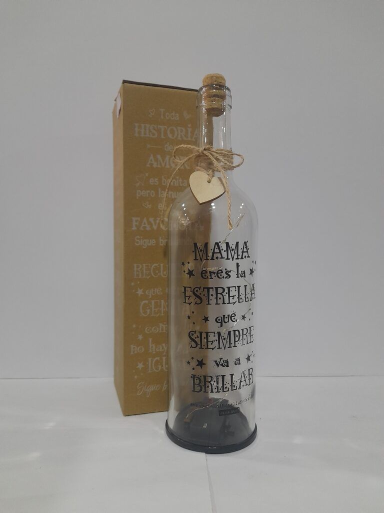 86121 BOTELLA LED CON MENSAJE MAMÁ ALEX BOG