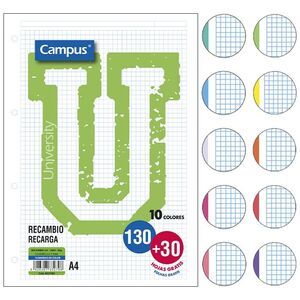 115022 RECAMBIO A4 10 BANDAS COLORES VIVOS 160 H 90 GRS CAMPUS