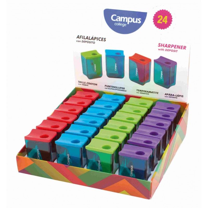 121396 SACAPUNTAS CAMPUS SIMPLE PEQUEÑO COLORES SURTIDOS