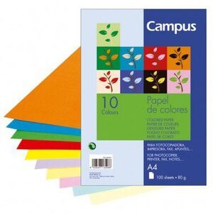 121427 A 4 10 COLORES, 80 GR.S PAQUETE 100 HOJAS CAMPUS