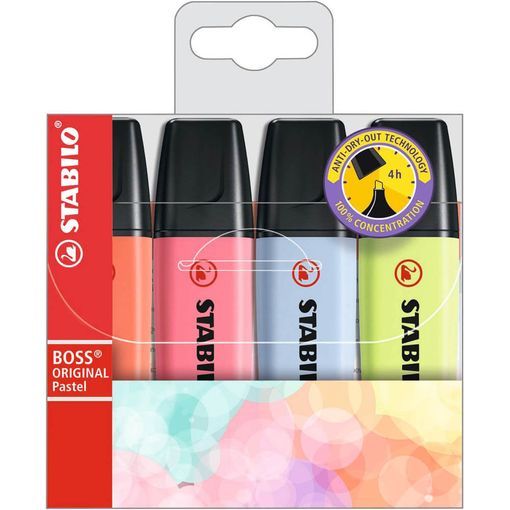 121437 ROTULADOR FLUORESCENTE STABILO BOSS PASTEL 4 UNIDADES 70