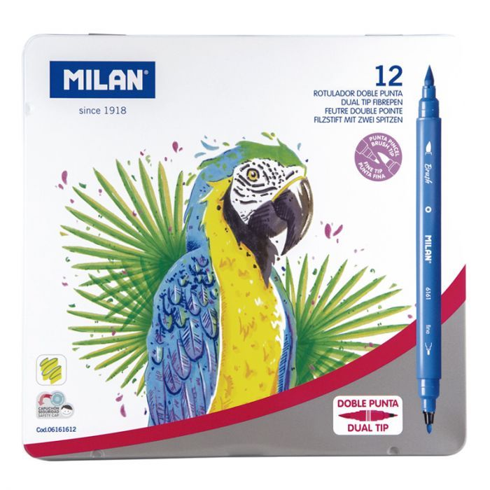 101519 ESTUCHE METALICO ROTULADORES DOBLE PUNTA C12 MILAN