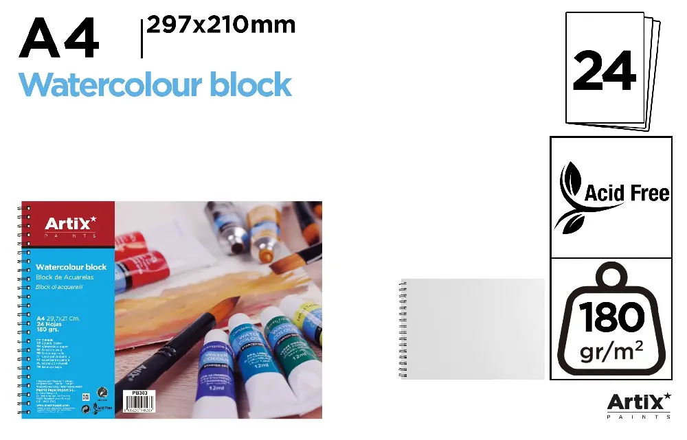 115876 BLOC DIBUJO A4 ACUARELA 180 GRS