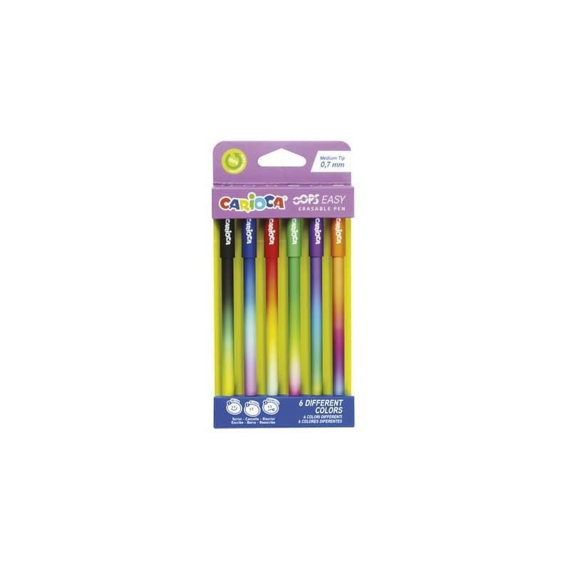 121558 BLISTER 6 COLORES BOLIGRAFO BORRABLE CARIOCA OPPS EASY