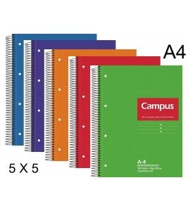 121810 BLOC A4 MICROPERFORADO CUADRICULA 5 MM BANDA COLOR 160 HOJAS CAMPUS