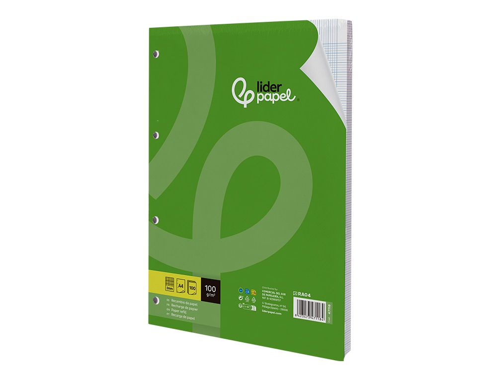 57205 RECAMBIO A 4 4 ANILLAS 100 GR 2 MM 2 MM LIDERPAPEL
