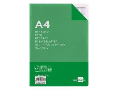 63213 RECAMBIO A4 4 ANILLAS 60 GR RAYADO Nº 46 LIDERPAPEL
