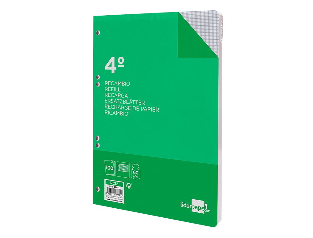 66161 RECAMBIO A5 4 ANILLAS 60 GR 2 MM LIDERPAPEL