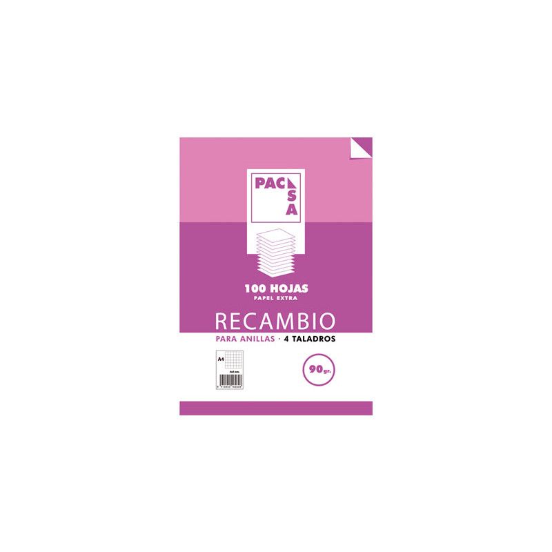 99297 RECAMBIO A4 4 ANILLAS 90 GRS. MILIMETRADO C 2 PACSA