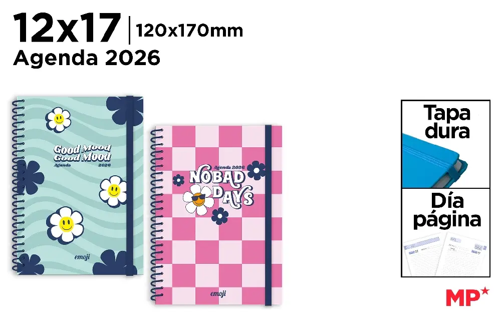 122409 AGENGA 2026 12X17 DIA PAGINA ESPIRAL GOOD MOOD