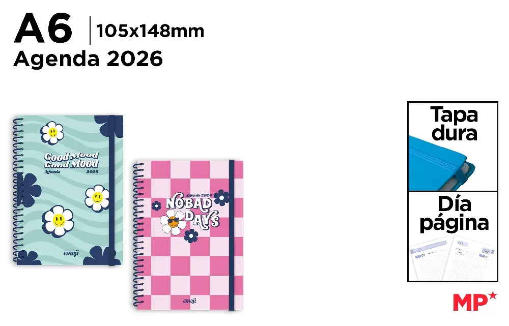 122415 AGENGA 2026 A6 DIA PAGINA ESPIRAL GOOD MOOD