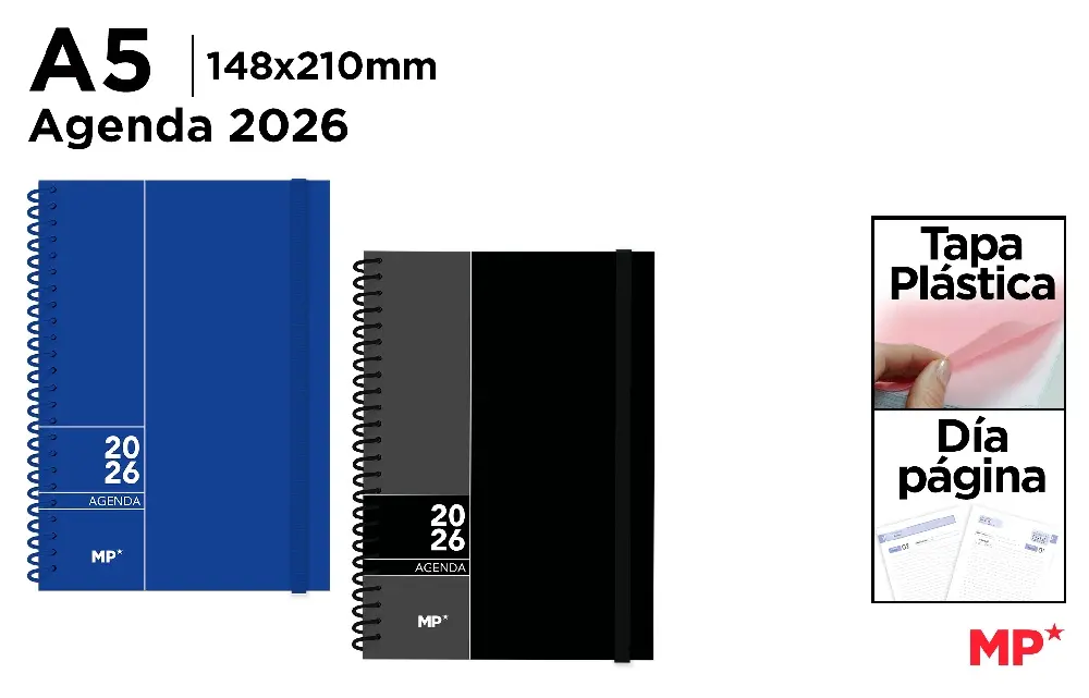 122419 AGENGA 2026 A5 DIA PAGINA ESPIRAL TAPA FLEXIBLE