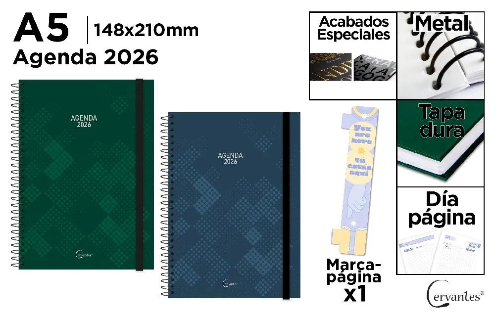 122420 AGENGA 2026 A5 DIA PAGINA ESPIRAL TAPA DURA