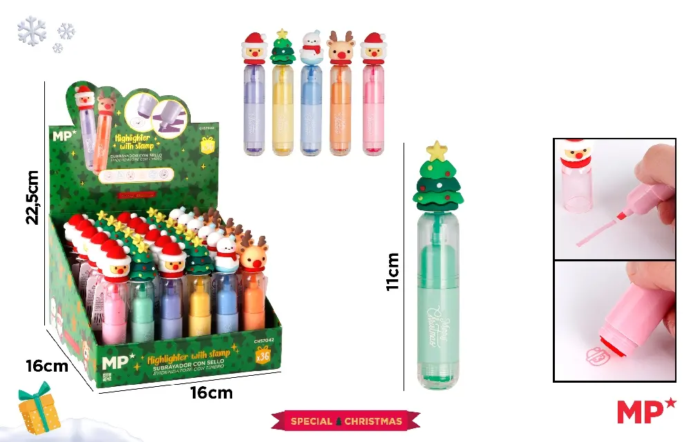122440 MARCADOR FLUORESCENTE Y SELLO NAVIDEÑO