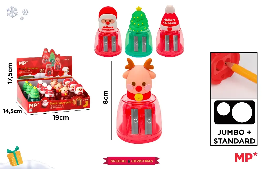 122615 SACAPUNTAS DOBLE NAVIDEÑO CON DEPOSITO