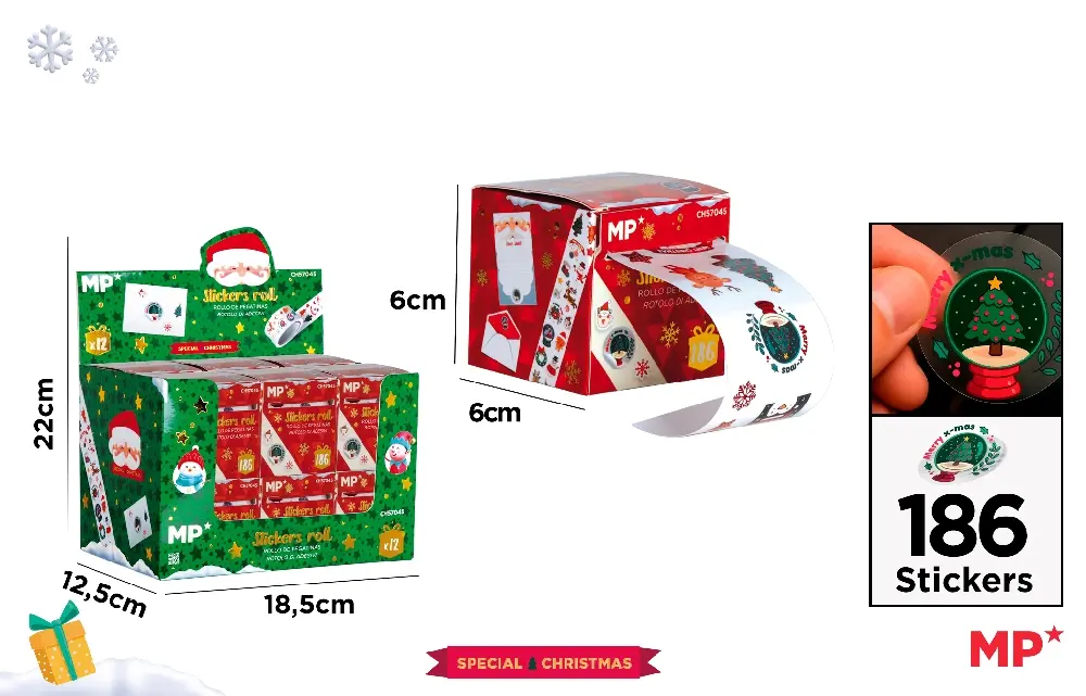 122617 CAJA DE NINI PEGATINAS EN ROLLO NAVIDEÑAS