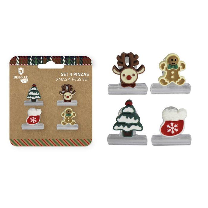 122656 SET 4 PINZAS NAVIDEÑAS BISMARK