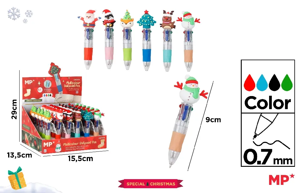 122952 BOLIGRAFO 4 COLORES MINI NAVIDEÑO MP